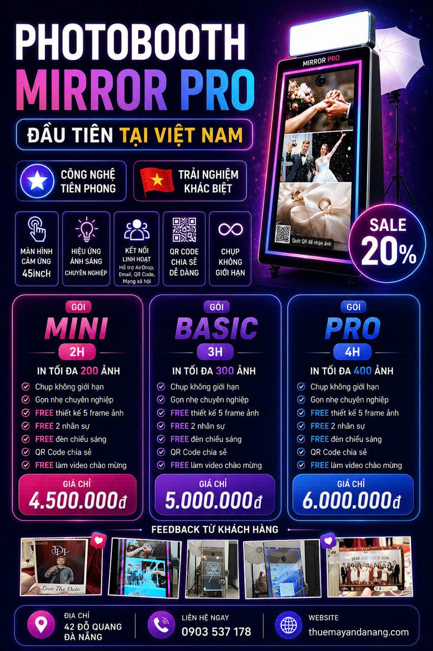 Photobooth Mirror Pro – Bảng giá thuê máy ảnh Đà Nẵng
