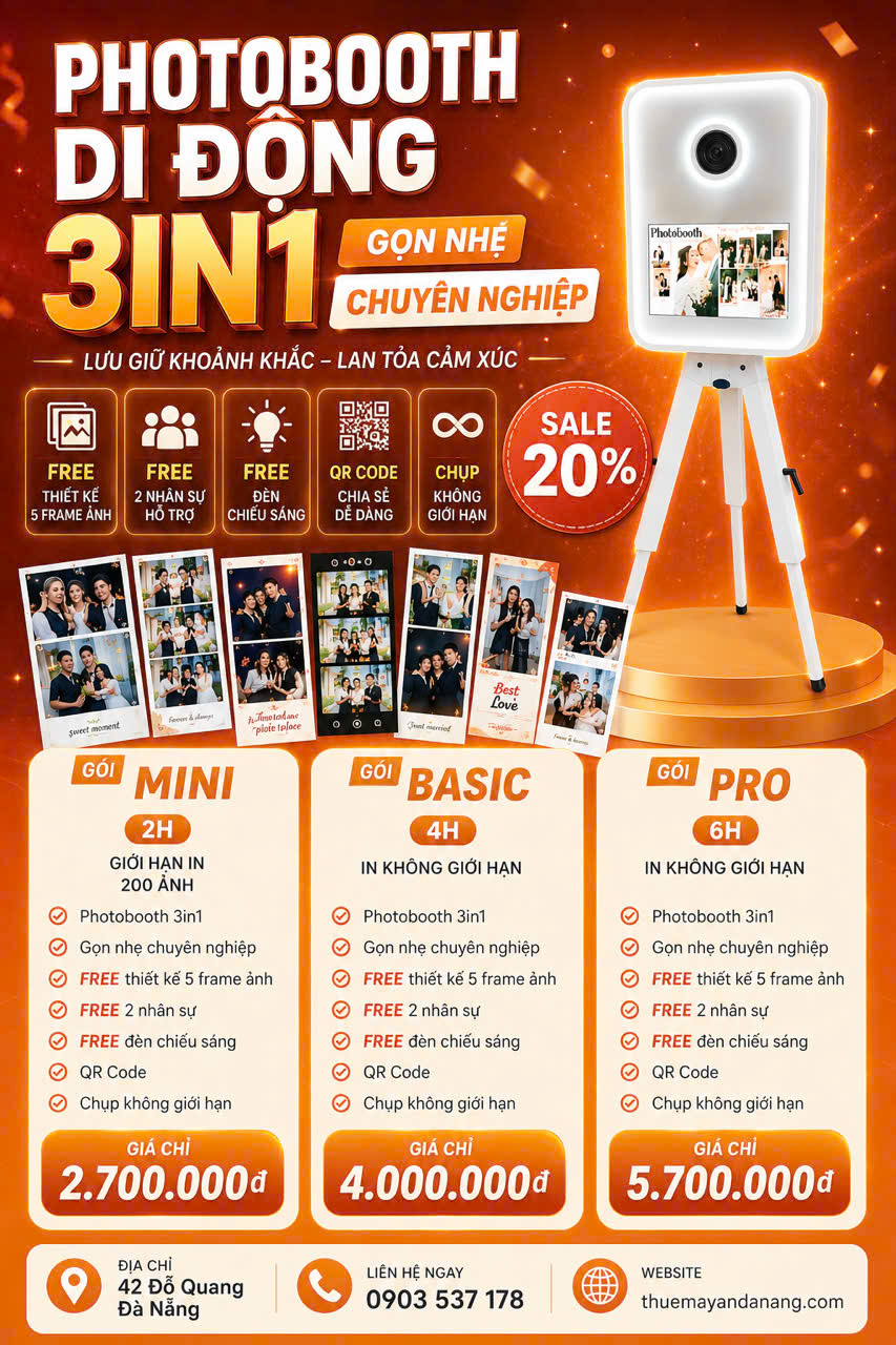Photobooth Di Động 3in1 – Bảng giá cho thuê Đà Nẵng